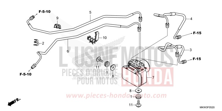 MODULATEUR ABS/TUYAU DE FREIN von NC750X DCT GLINT WAVE BLUE METALLIC (B197) von 2021